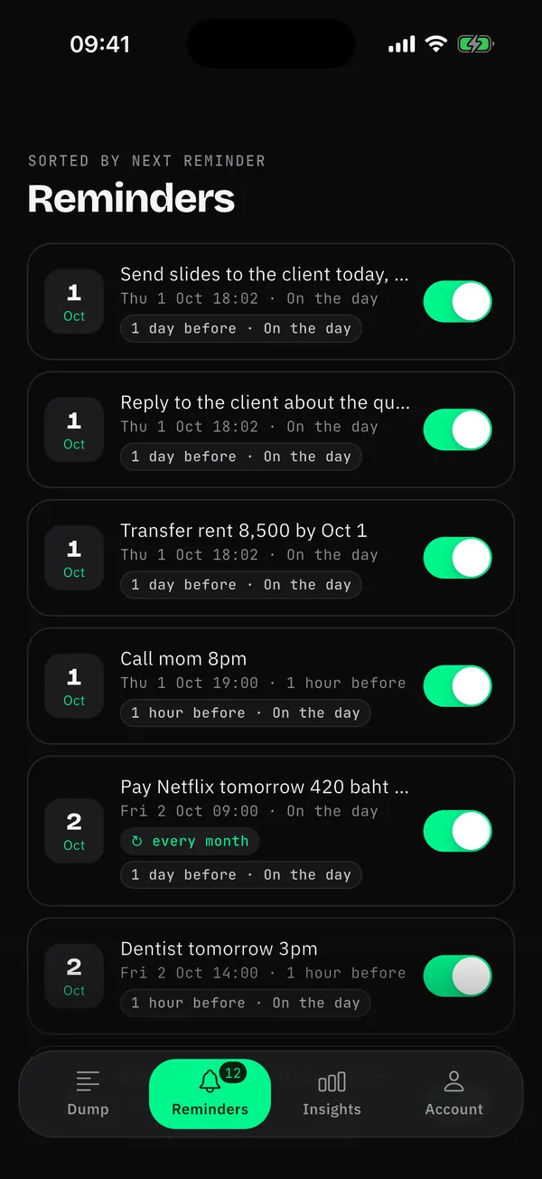 A bill reminder that sets itself
