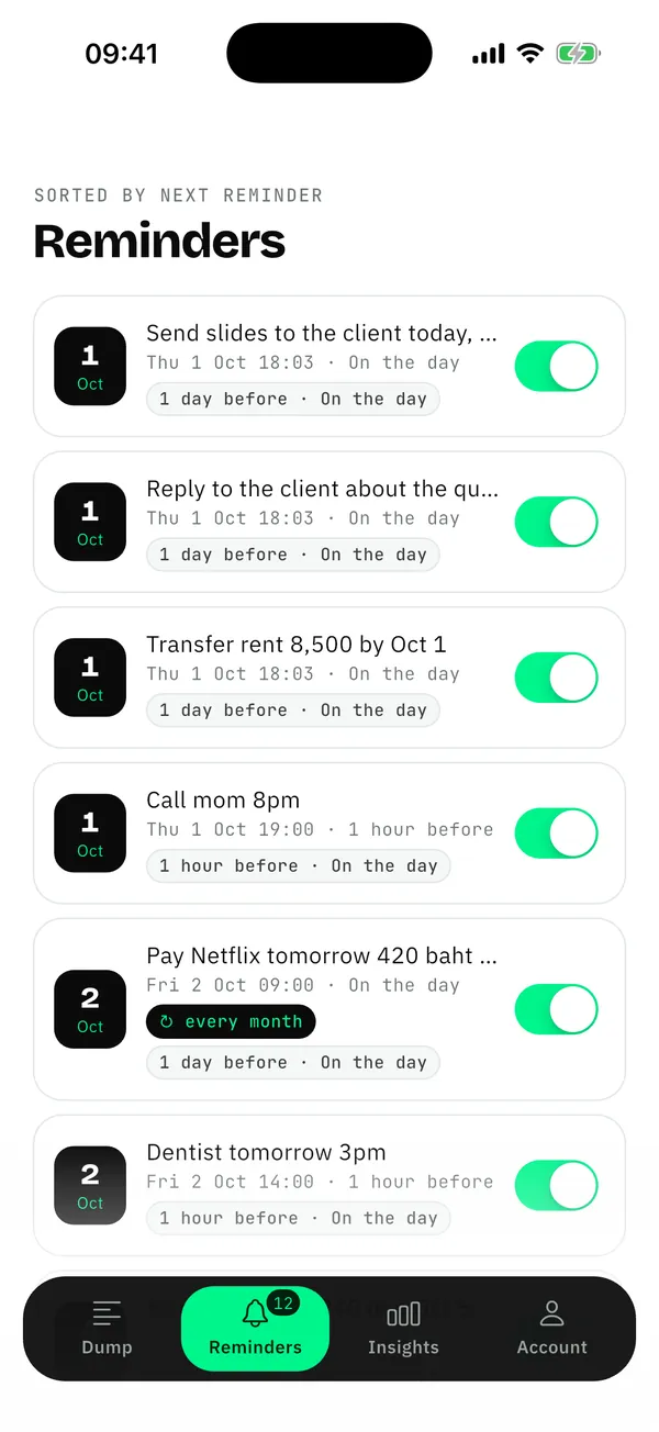 A bill reminder that sets itself
